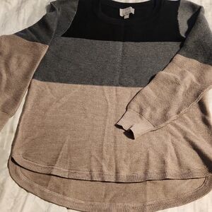 Cyrus Women's Colorblock Sweater - Black, Gray, and Tan